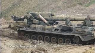 Russia army uses in Ukraine modernized 2S7M Malka 203mm most powerful mobile gun system in the world