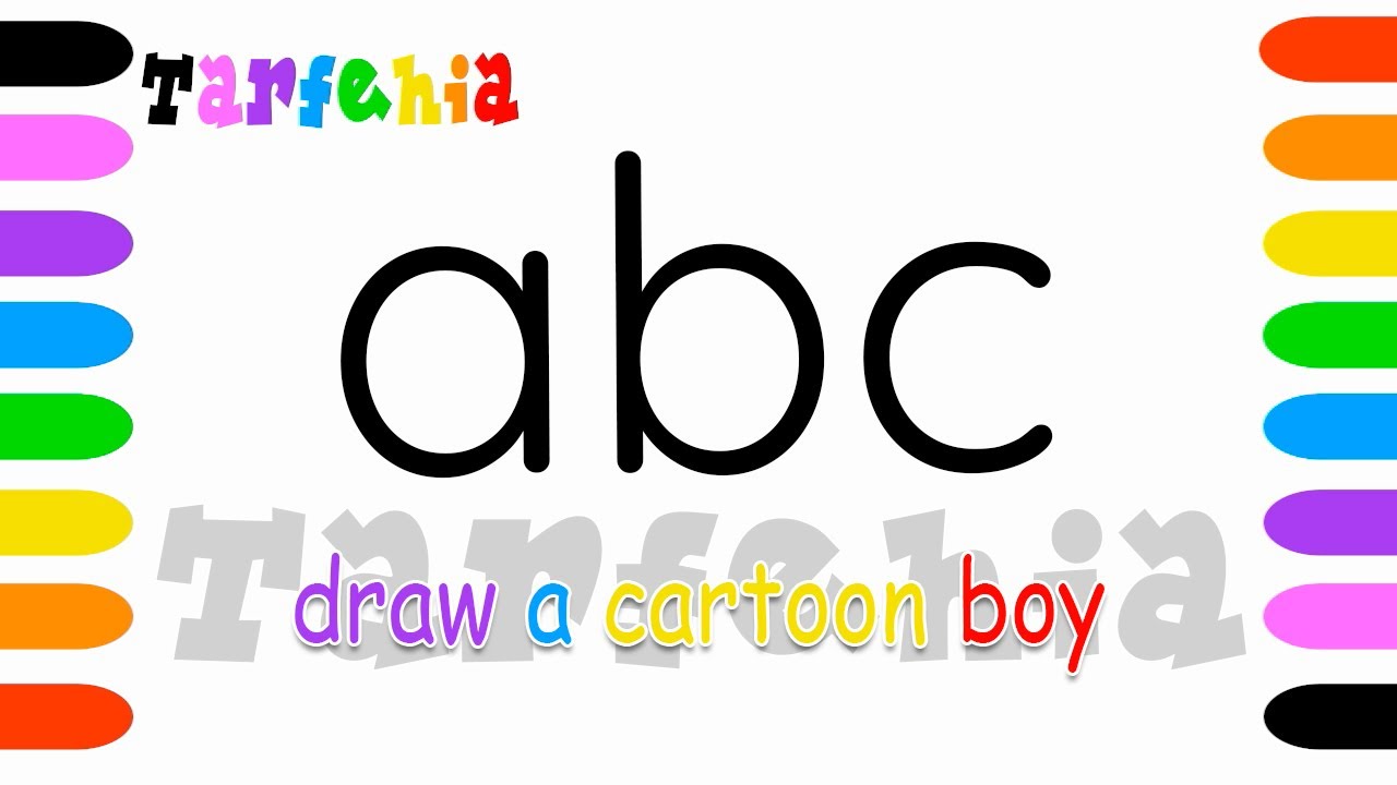 رسم ولد من حرف abc - تعليم الرسم بالحروف - how to draw cartoon boy from ...
