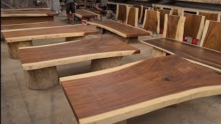 stock meja kayu trembesi melimpah
