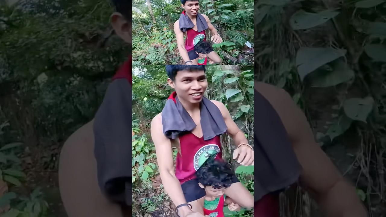 Descending through the mountain doing shoulder rides 