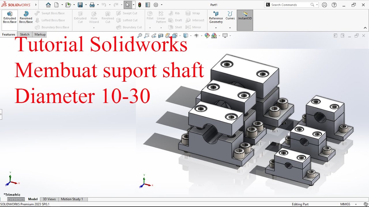 Tutorial Solidworks suport shaft diameter 10 sampai 30 - YouTube