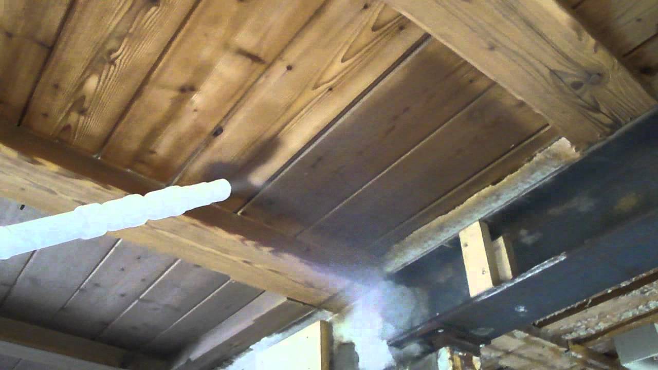 Trockeneisstrahlen Trockeneisreinigung Holzdecke - YouTube