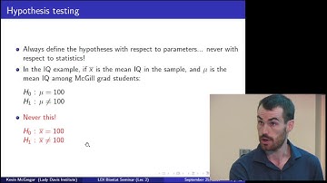 Lady Davis Institute BioStatistics Seminars : Lecture #2