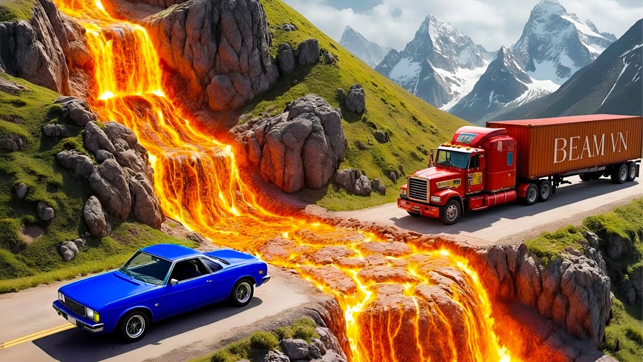 Cars vs Lava River from Vocalno #1 - BeamNG.drive Fails & Crashes 2026!