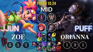 GRF jjun Zoe vs IG Puff Orianna Mid - KR Patch 10.24