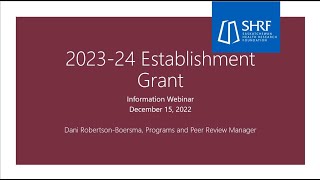 2023-24 Establishment Grant Information Session