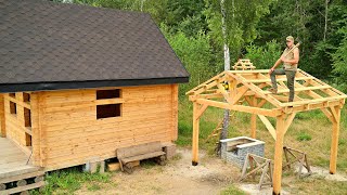 Building a Timber Frame Outdoor Forest Kitchen, Addition to my LOG CABIN, Fishing | Off Grid Living by Bjorn Brenton 218,317 views 7 months ago 37 minutes