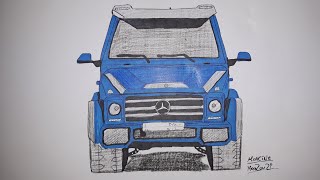 Drawing car mercedes amg g63 4×4 رسم سيارة مرسيدس