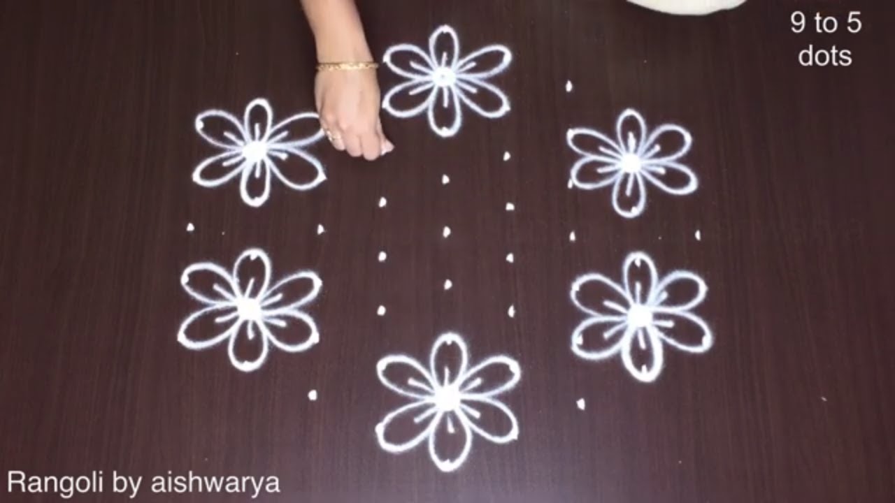 Big flower kolam & muggulu 9*5 interlaced | Dots traditional ...