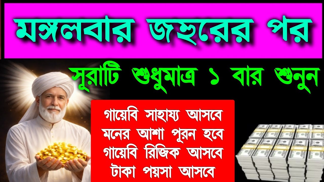 মঙ্গলবার জহুরের পর সূরাটি শুধুমাত্র ১বার শুনুন গায়েবি সাহায্য আসবে মনের আশা পূরন হবে 