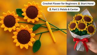 👉 Crochet Sunflower Tutorial Part 1 | Easy Sunflower Center & Petals (Hindi Step by Step)