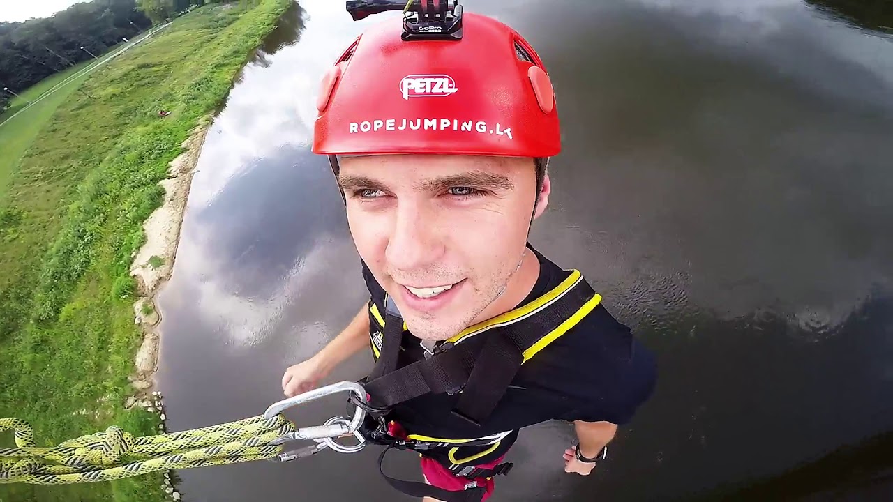 Artūras Petrulionis Ropejumping Baltosios Rožės tiltas, Alytus www.ropejumping.lt YouTube