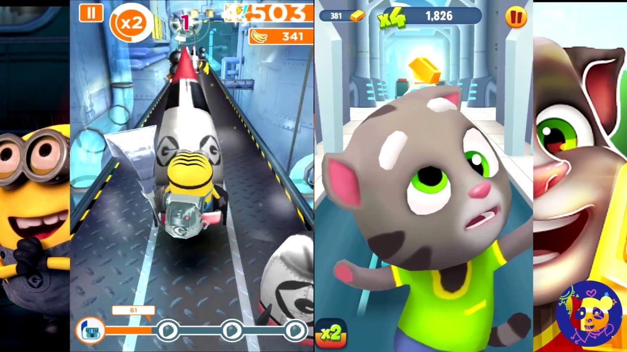 Talking Tom Gold Run vs Despicable Me Minion Rush | Funny Runner Games ...