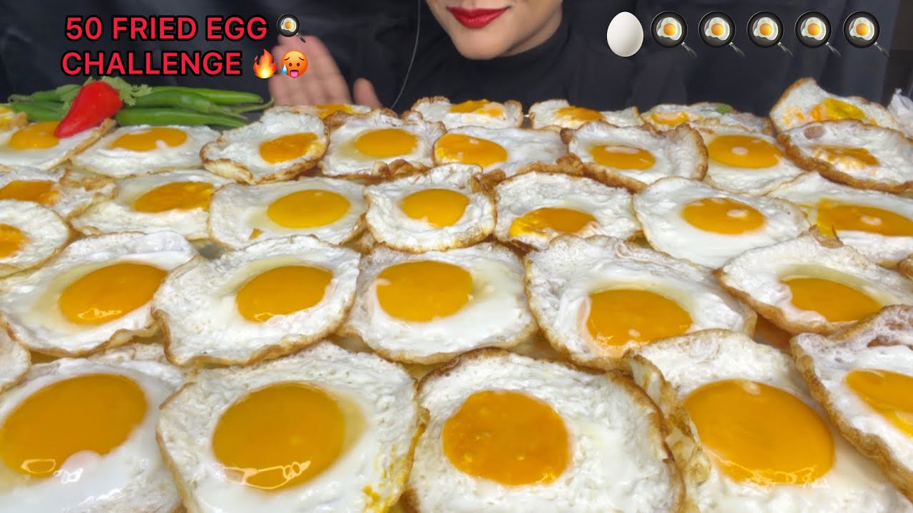 ASMR EATING 50FRIED EGG EATING CHALLENGE,SUNNY SIDEUP EGGS MUKBANG ASMR