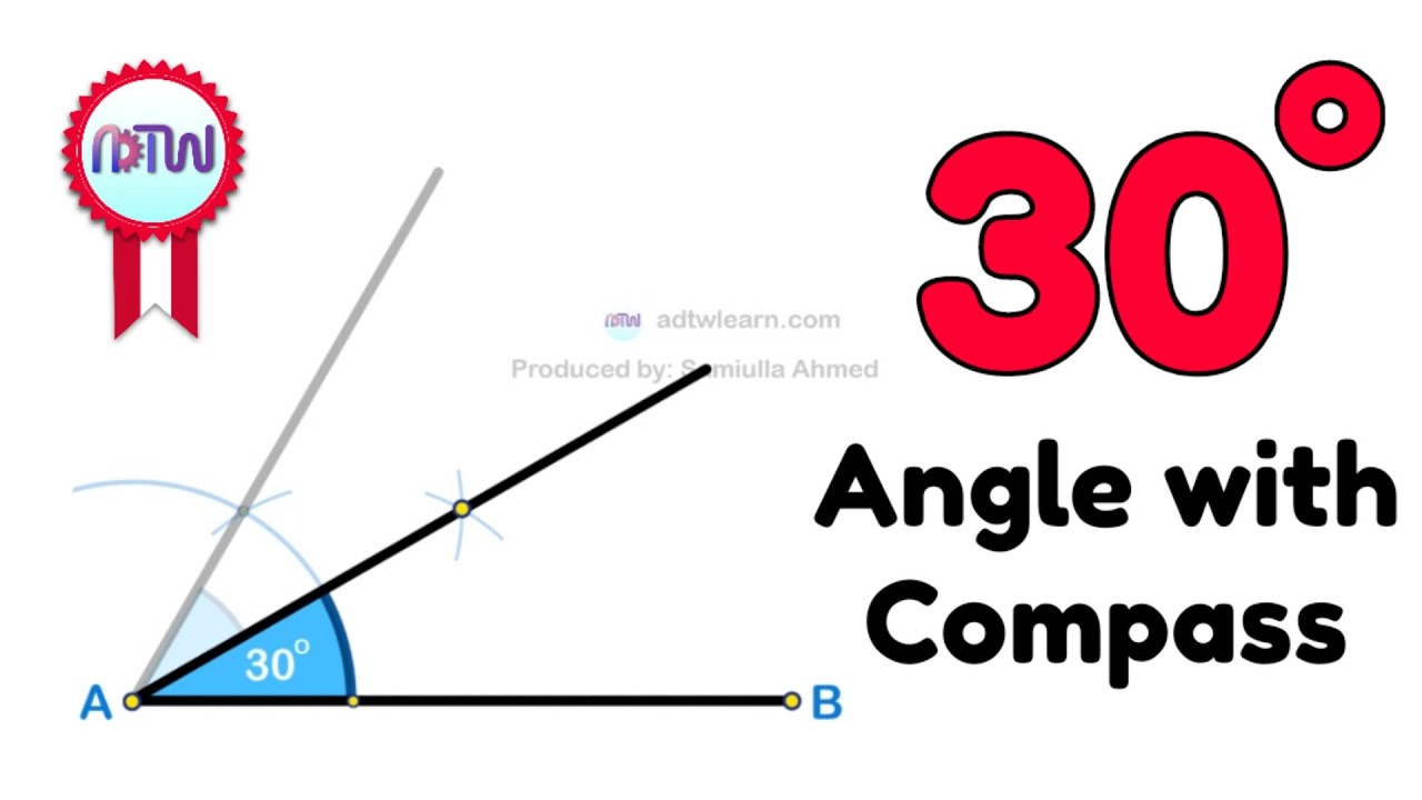 How many arcs are drawn while constructing 30∘ angle using a compass