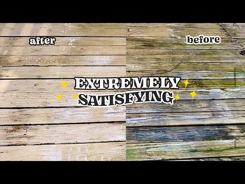 Video: HOW TO CLEAN A WOOD DECK WITHOUT A PRESSURE WASHER | only 2 ingredients | time-lapse | Housewarmin