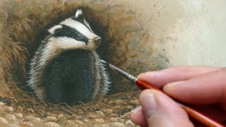 Portrait of a Rescued Badger Cub 🎨 | Wildlife Art | Robert E Fuller