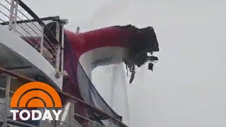 Carnival ship catches fire at sea after possible lightning strike