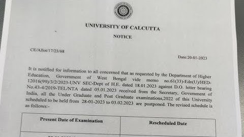 CU সকল পরীক্ষা পিছিয়ে দিলো  | odd সেম exam Potsponed |odd sem exam 2023 | calcutta university notice