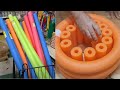 We can&#39;t BELIEVE what he did with this pile of pool noodles! 😱