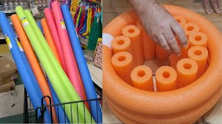 We can't BELIEVE what he did with this pile of pool noodles! 😱