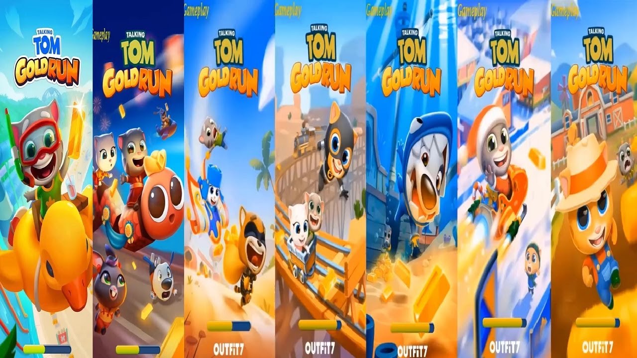 Talking Tom Gold Run BECCA VS Snake Off Tom Genie Angela SHARK HANK SUPER GINGER SANTA FARMER GINGER