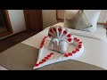 Peacock towel folding art | how to fold towel into peacock bird | decorative peacock towel art🦚