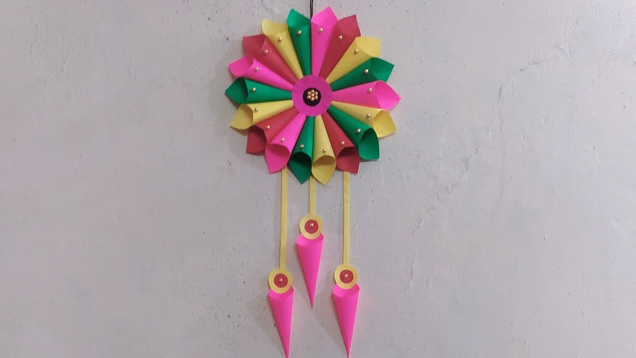 How to make wall hanging decoration from craft paper// school project ...