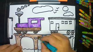 How To Draw & Color Train Disney Coloring Pages For Kids Coloring Book Beginners Kids