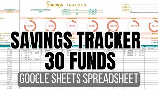 Savings Tracker Spreadsheet (Google Sheets) - 30 Goals
