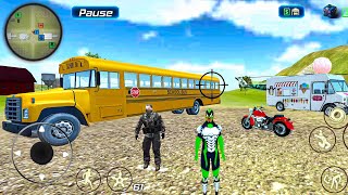 Rope Frog Ninja Hero Vegas Crime Simulator Drive School Bus - Android Gameplay screenshot 2