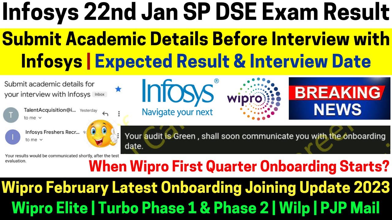 Infosys 22JAN SP Exam Result Submit Academic Details Before Interview ...
