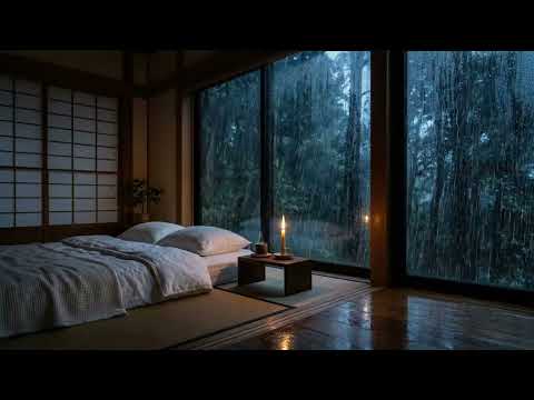 Heavy Rain at Night in a Cabin 🌧️ Deep Sleep & Relaxing Rain Sounds