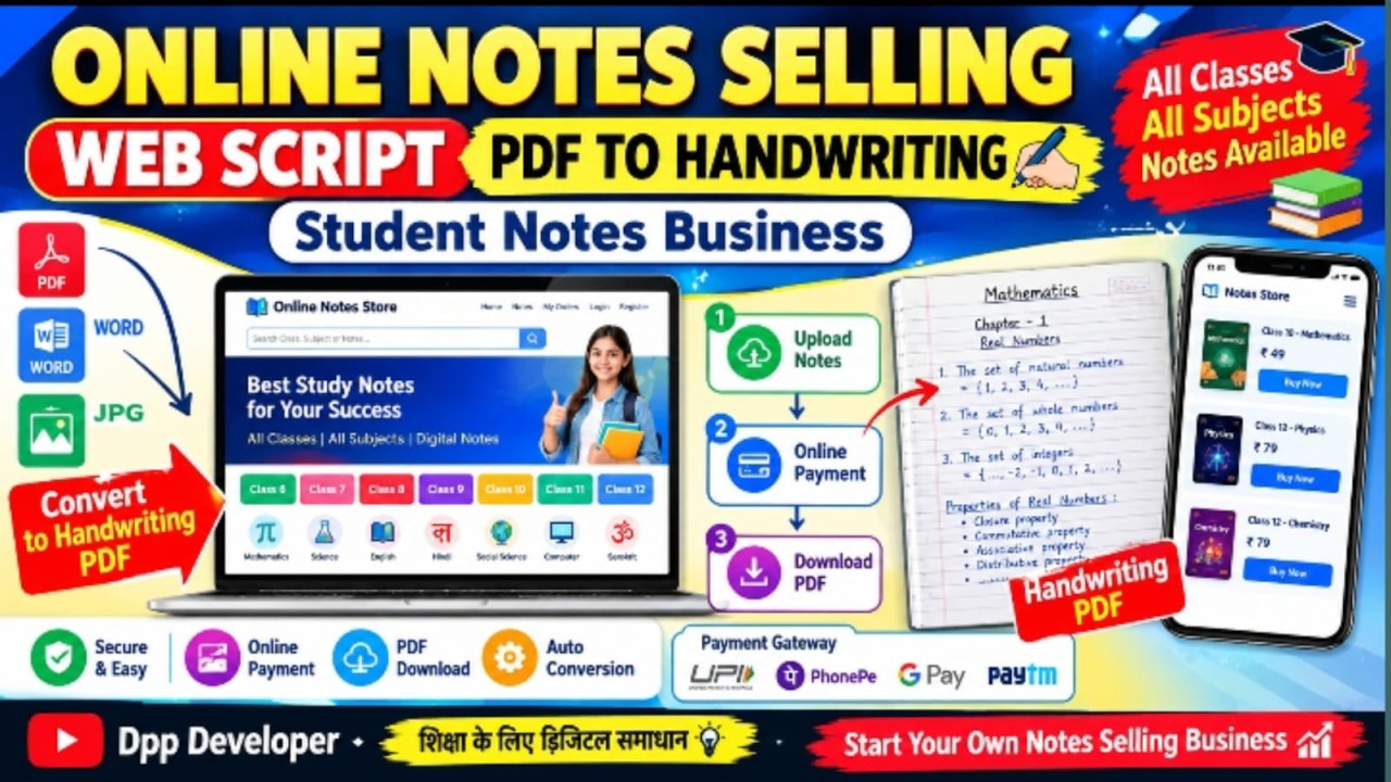 Online Notes Selling Web Script 🔥 PDF to Handwriting Converter ...