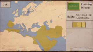 İslamın Yükselişi 633-947 Her Yıl (4 Halife,Emeviler,Abbasiler) [Harita]