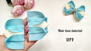 Make a hair bow with grosgrain ribbon in a simple way at home| hair clip tutorial step by step| DIY