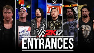 WWE 2K17 Entrances: AJ Styles, Nakamura, Seth Rollins, Roman Reigns, Ambrose & John Cena! #WWE2K17