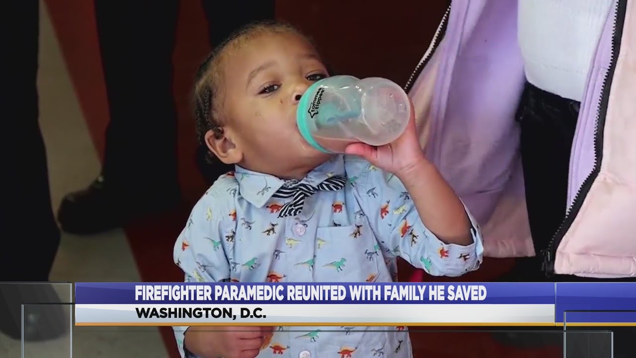 D.C. Firefighter reunited with mother and twin babies he saved - YouTube