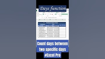 Count days between two dates | Days function in excel | Days formula in excel