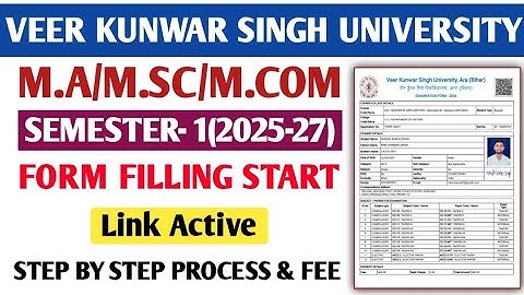 VKSU PG Admission 2025-27 | Semester-1 Form Fill Up Start | Link Active | Step by Step Process & Fe