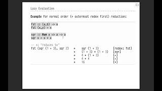 FP — Chapter #04 — Video #009 — Lazy eval, normal order reduction, normal form/WHNF, strictness
