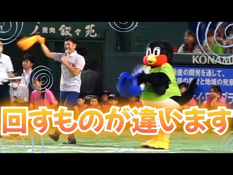 GスタジアムMC髙橋さんがタオルを回す横でくるくるしちゃうつば九郎が最高すぎた！