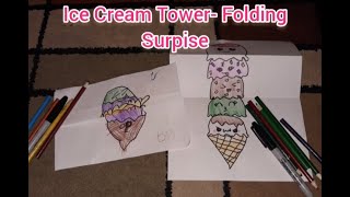 How to Draw Ice Cream Tower Folding Surprise|US Adupangarai