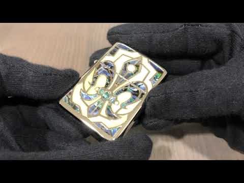 【ZIPPO】日系~鳶尾花圖案-天然貝殼鑲嵌打火機(ARMOR裝甲)NO.GRND-LLY