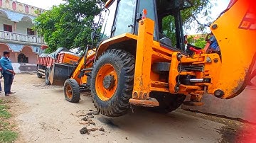 Heavy weight Lorry stuck in mud place and Rescue JCB 3dx machine