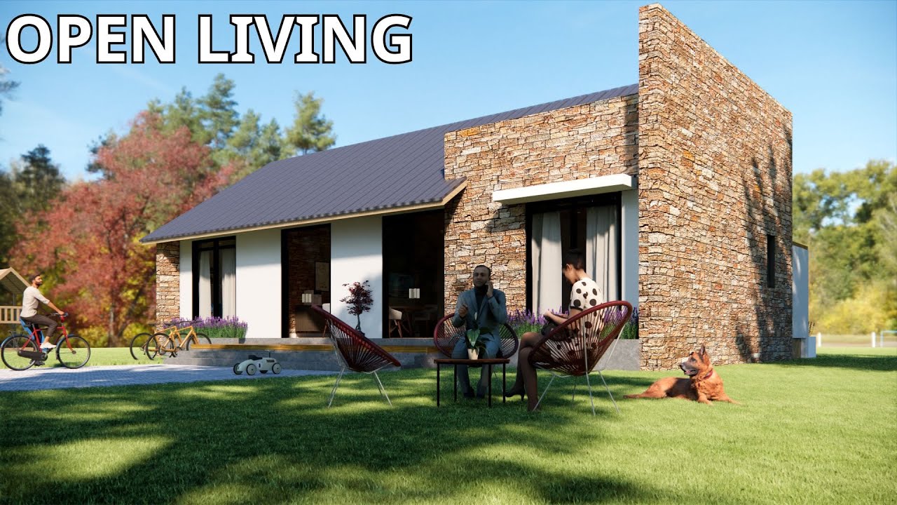 Загородный дом с открытой планировкой гостиной | 130 м², 3 спальни