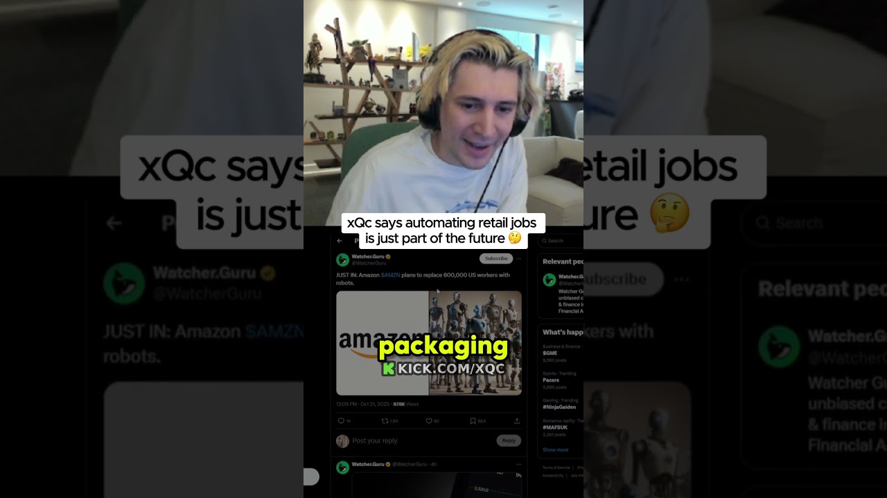 xQc утверждает, что автоматизация рабочих мест в розничной торговле — это всего лишь часть будуще...