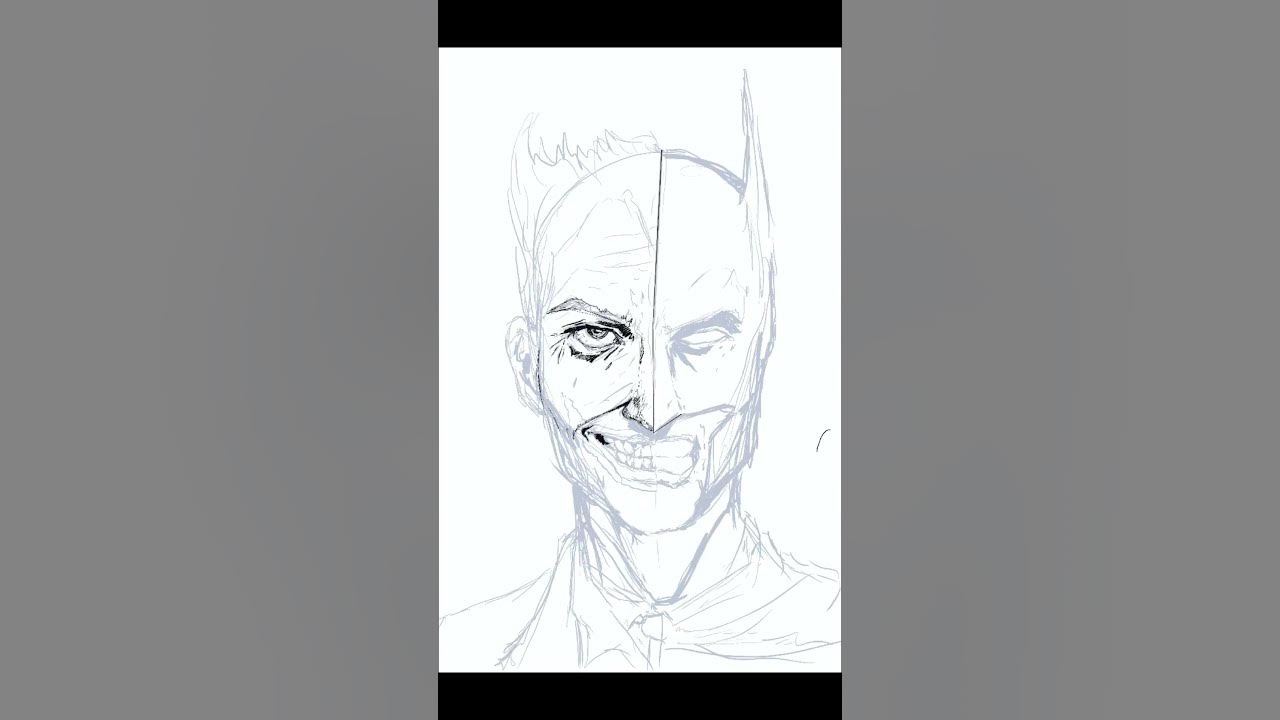drawing half JOKER half BATMAN YouTube