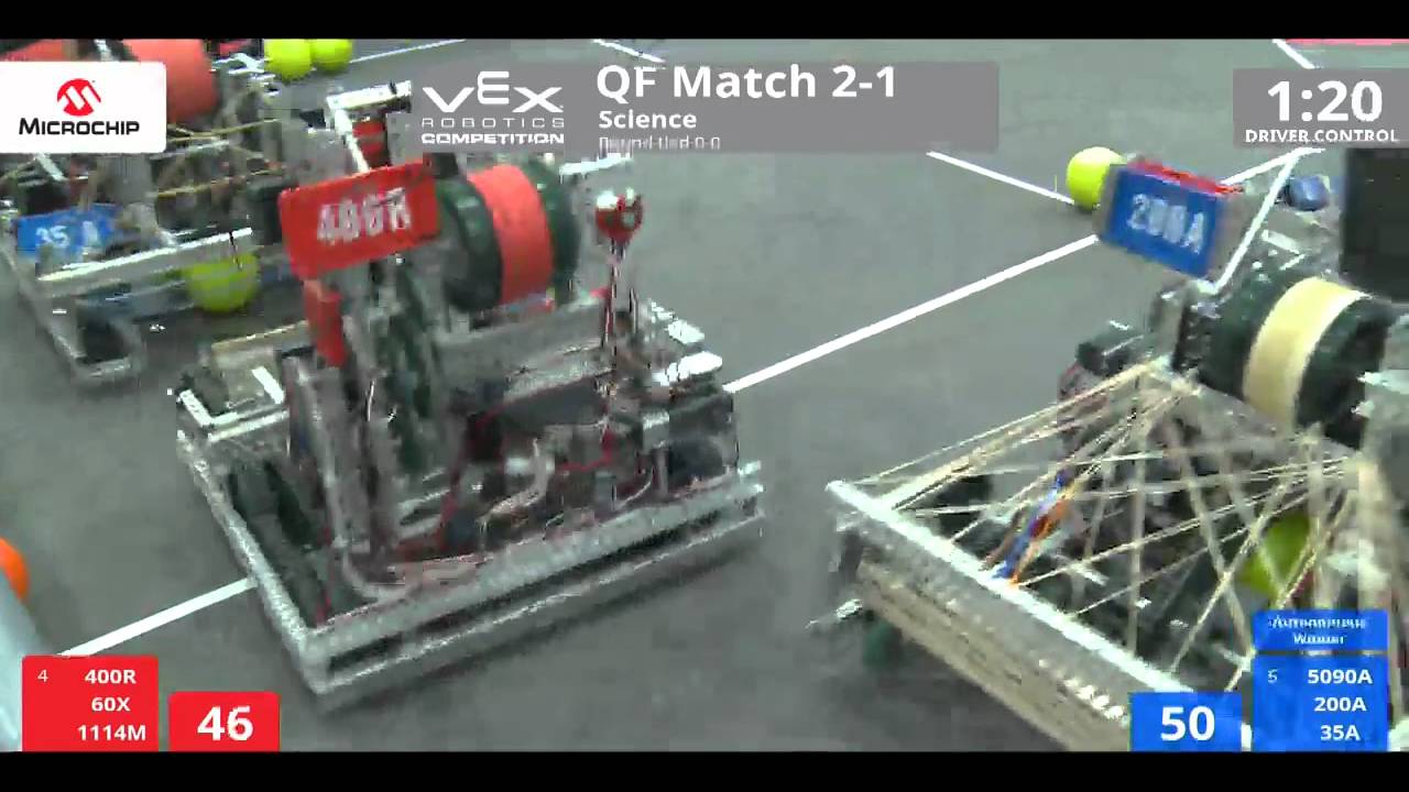 VEX Worlds 2016 - VRC HS Science - QF 2-1 (400R 60X 1114M) 237 vs 223 (5090A 200A 35A)