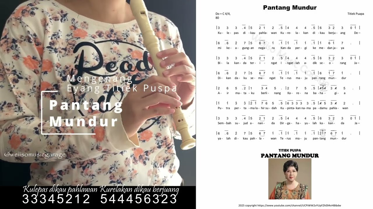 Lagu 'PANTANG MUNDUR' Ciptaan Eyang TITIEK PUSPA dengan Recorder (WEIISO), Lagu Nasional Indonesia